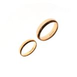 18ct gold wedding band, size P and a 9ct gold wedding band, size Z Condition: