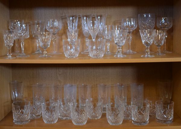 Quantity of good quality cut table glass including Edinburgh etc (two shelves) Condition: