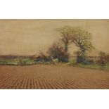 Henry Stannard R.B.A - Watercolour - Horse and cart on a ploughed field, 23cm x 33cm, framed and