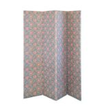Modern four fold screen upholstered both sides in a paisley design printed fabric Condition: