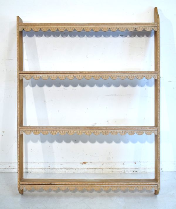 Limed pine open hanging wall shelves Condition: