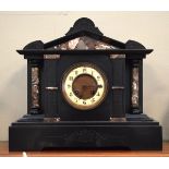 Late 19th/early 20th Century slate and marble mantel clock Condition: