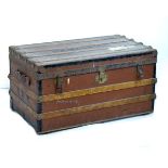 Vintage canvas and slatted wood trunk Condition: