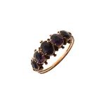 Victorian dress ring set five graduated amethyst coloured stones, size Q Condition: