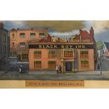 Bristol Interest - Watercolour depicting the Black Boy Inn, Redland 1860, framed and glazed, 15cm