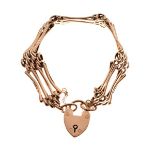 Gate link bracelet having heart shaped clasp, stamped 9ct Condition: