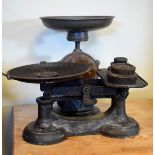 Salters cast metal kitchen scale and one other kitchen scales with weights Condition: