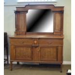 Early 20th Century mahogany and string inlaid mirror back sideboard fitted two short drawers over