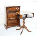 Reproduction mahogany open bookcase fitted one shelf and a reproduction mahogany two tier occasional