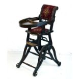 Early 20th Century child's stained beech rocking/high chair Condition: