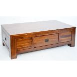 Reproduction mahogany finish rectangular coffee table fitted one drawer with plate glass top