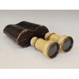 Pair of late 19th/early 20th Century French ivory and brass field glasses/opera glasses, in original