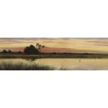 Bartram Hiles - Pair of watercolours - Lowland landscapes at dusk, each signed, framed and glazed