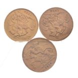 Gold Coins - Three George V half sovereigns, 1912, 1913 and 1914 Condition: