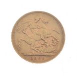 Gold Coin - Edward VII sovereign, 1909 Condition: