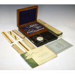 Early 20th Century walnut cased drawing set, together with various other late 19th and early 20th