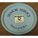Advertising - Senior Service Cigarettes - Circular tin tray with pictorial decoration and script '