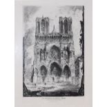 Louis Orr - Etching - La Cathedrale de Reims, Façade, bearing the Chalcographie Du Louvre blind