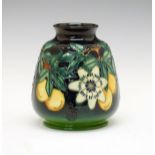 Modern Moorcroft 'Passion Fruit' squat vase, 14.5cm high Condition: No obvious faults or restoration