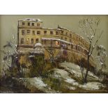 Deborah Jones (1921-2012) - Oil on board - The Paragon, Clifton, Bristol, signed, 26cm x 36.5cm A.R.