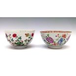 Chinese Famille Verte bowl having typical floral decoration, 11cm diameter, together with a somewhat