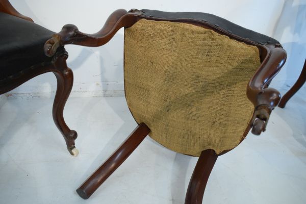 Eight Victorian Athenaeum style walnut spoon back dining chairs, each having a carved pierced - Image 6 of 7