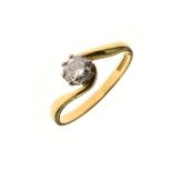 Single stone diamond 18ct gold ring, the brilliant cut of approximately 0.4 carats, size N, 2.8g