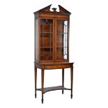 Late 19th Century Sheraton Revival inlaid and crossbanded satinwood display cabinet, the upper