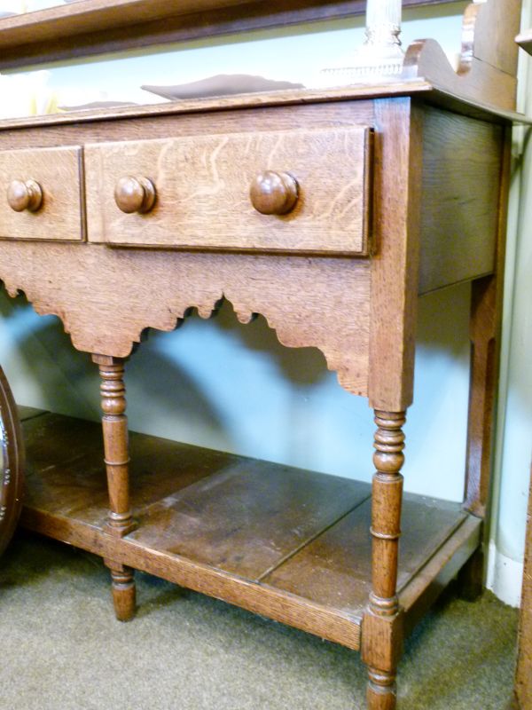 19th Century oak high dresser, the open backed plate rack having moulded cornice, fitted four - Image 2 of 7