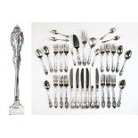 Canteen of Gorham sterling silver La Scala pattern cutlery comprising: six table forks, six salad