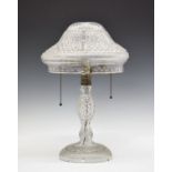 Good quality cut glass table lamp and shade, probably Waterford, circa 1930, overall height