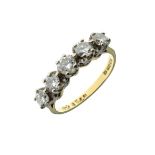 Five stone diamond 18ct gold ring, the graduated brilliant cuts totalling approximately 1.2