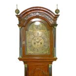 George III mahogany longcase clock by Richard Thompson of London, the hood with moulded cornice,