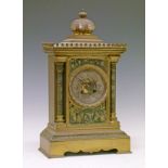 19th Century French brass cased mantel clock of Egyptian influenced architectural design, the case