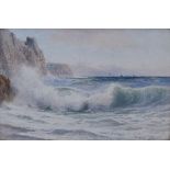 Ernest Stuart (fl.1889-1915) - Watercolour - A stormy coastal view, signed, 13cm x 20cm Condition: