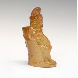 19th Century salt glazed stoneware figural inkwell formed as Mr Punch seated in a chair, impressed