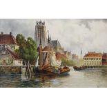 Louis Van Staaten (1859-1924) - Watercolour - A Dutch canal scene, signed, 33cm x 51cm,