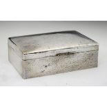 Chinese silver rectangular cigar box having an orange peel finish, presentation inscription to cover