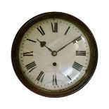 19th Century circular wall clock, the oak framed off-white enamel dial with Roman numerals,