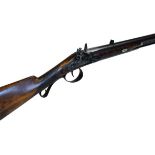 Early 19th Century single barrelled 12 bore flintlock rifle, round sighted barrel 70cm with