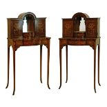 Pair of late 19th/early 20th Century Sheraton Revival inlaid mahogany and simulated rosewood side