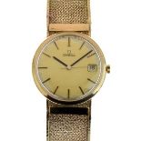 Omega - Gentleman's 9ct gold bracelet wristwatch, ref: BL3325411, gold coloured dial with applied