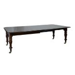 Victorian mahogany rectangular topped extending dining table fitted two insertions and standing on
