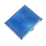 George V lady's engine turned silver and blue guilloche enamel cigarette case, maker Albert