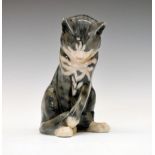 Royal Copenhagen figure - Tabby Cat Sitting No.340, 17.25cm high Condition: Both ears of the cat