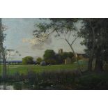Alfred East (1849-1913) - Oil on canvas - In The Lambourne Valley, signed, 37cm x 54.5cm