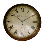 19th Century mahogany cased single fusee circular wall clock by Eames & Sons of Bath, overall