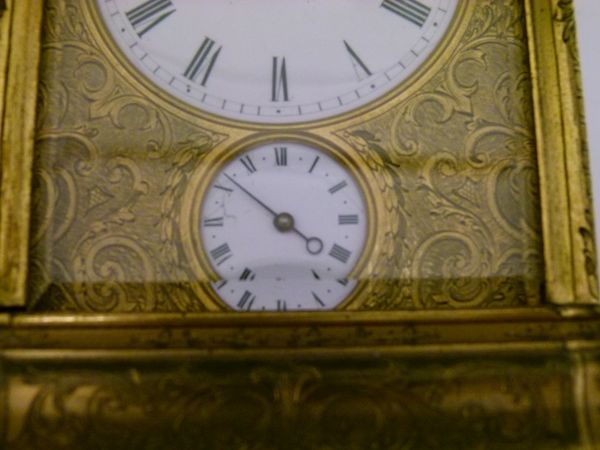 19th Century engraved brass gorge cased repeat carriage clock, the white enamel dial with Roman - Image 8 of 9