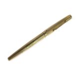 Parker engine turned 9ct gold cased fountain pen, monogrammed D.M.C., 13.25cm long Condition: **