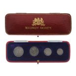 Edward VII four coin Maundy set 1903, in original red Morocco case of issue Condition: Please see